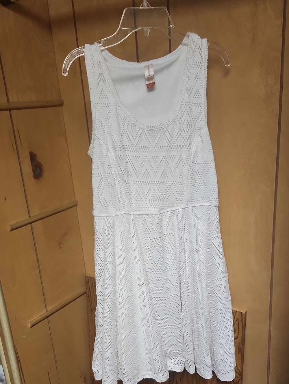 No Boundaries White Sleeveless Crochet Mini Dress